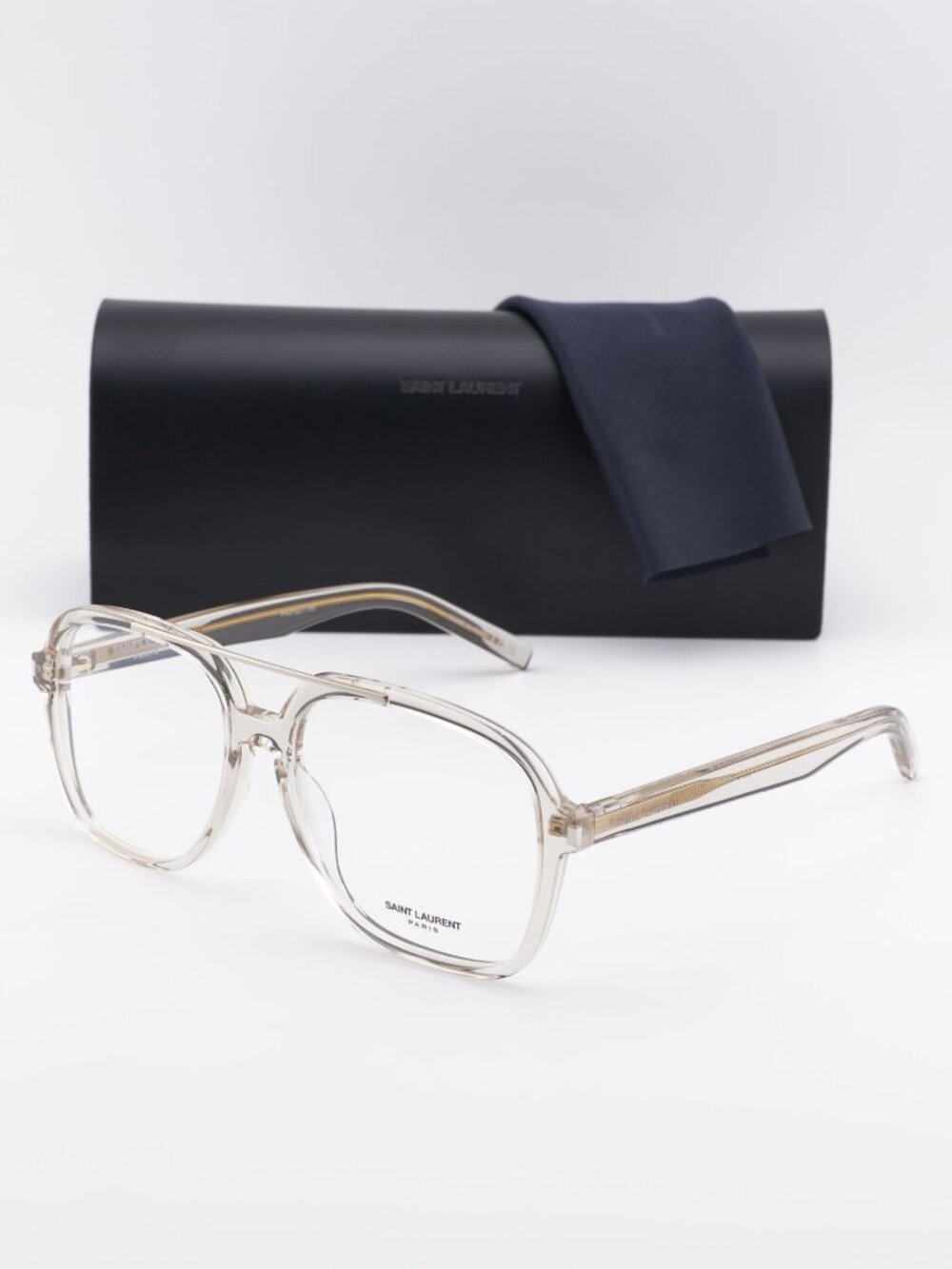 Saint Laurent SL545 OPT 003 Eyeglasses Shiny Beige 58mm Square Frame